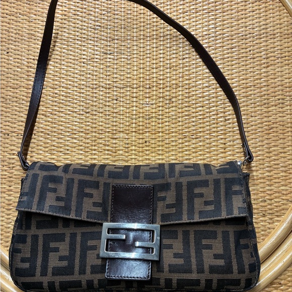 Vintage Fendi Zucca Baquette Shoulder Bag - Picture 2 of 11